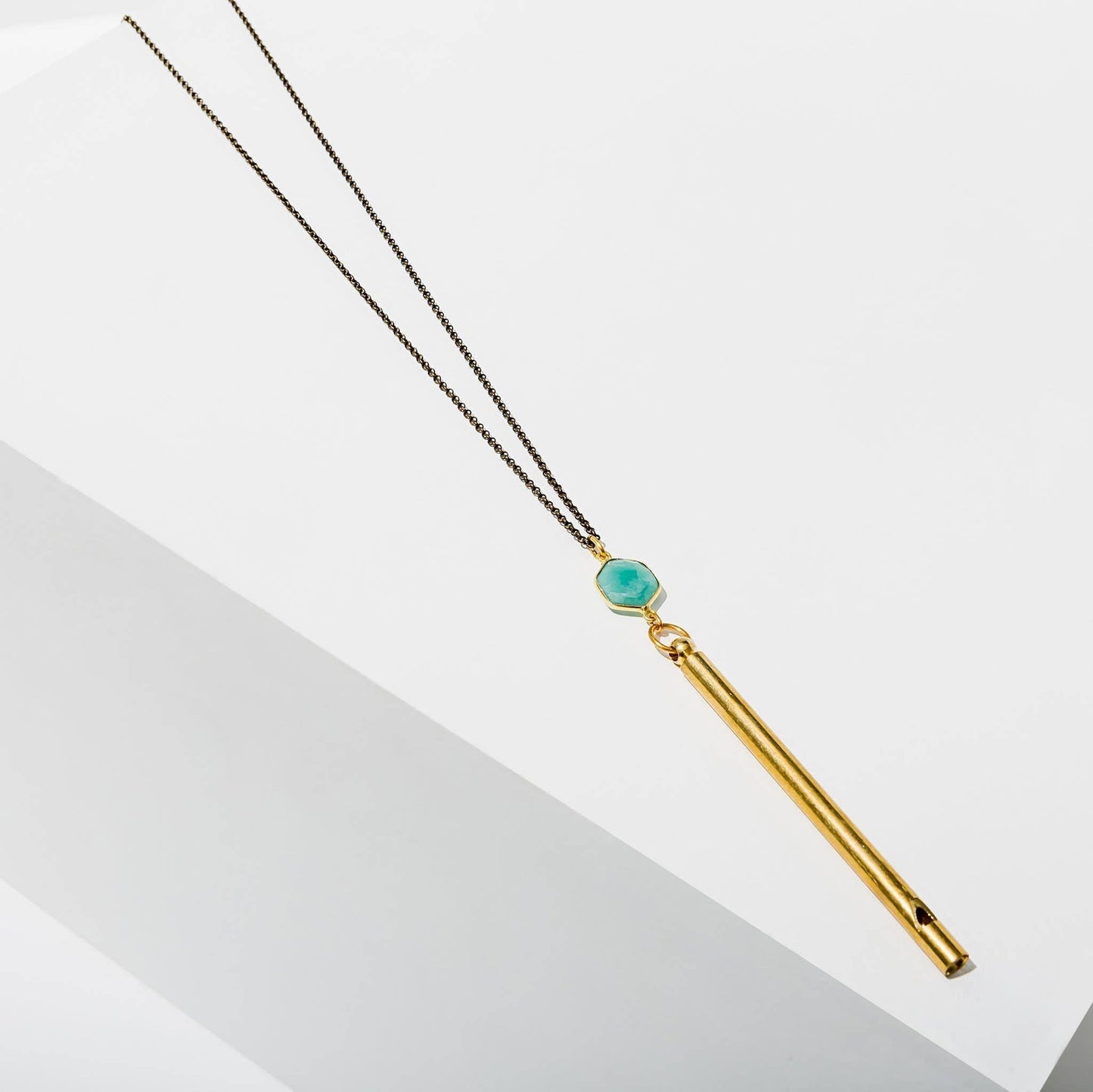 Gemstone Whistle Drop Necklace - Amazonite